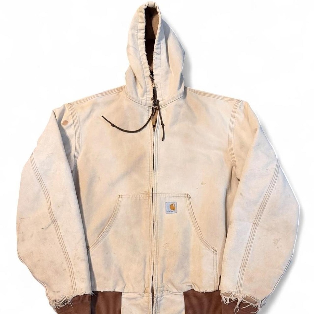 Vintage DISTRESSED Carhartt tan workwear gorpcore jacket size L/XL READ